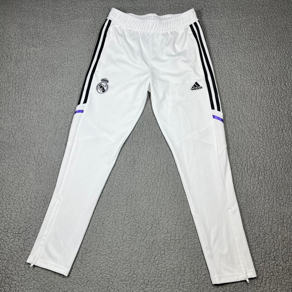 Adidas Real Madrid Soccer Training Pants White Youth M 11-12Y HG4012